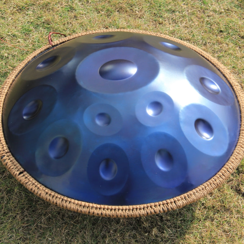 Showcase blue handpan in natural light