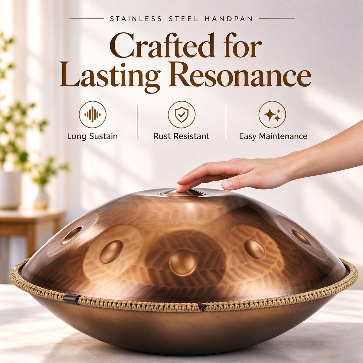 Cosmos Handpan Wheat - 9/10/12 Notes D Minor Stainless Steel Handpan