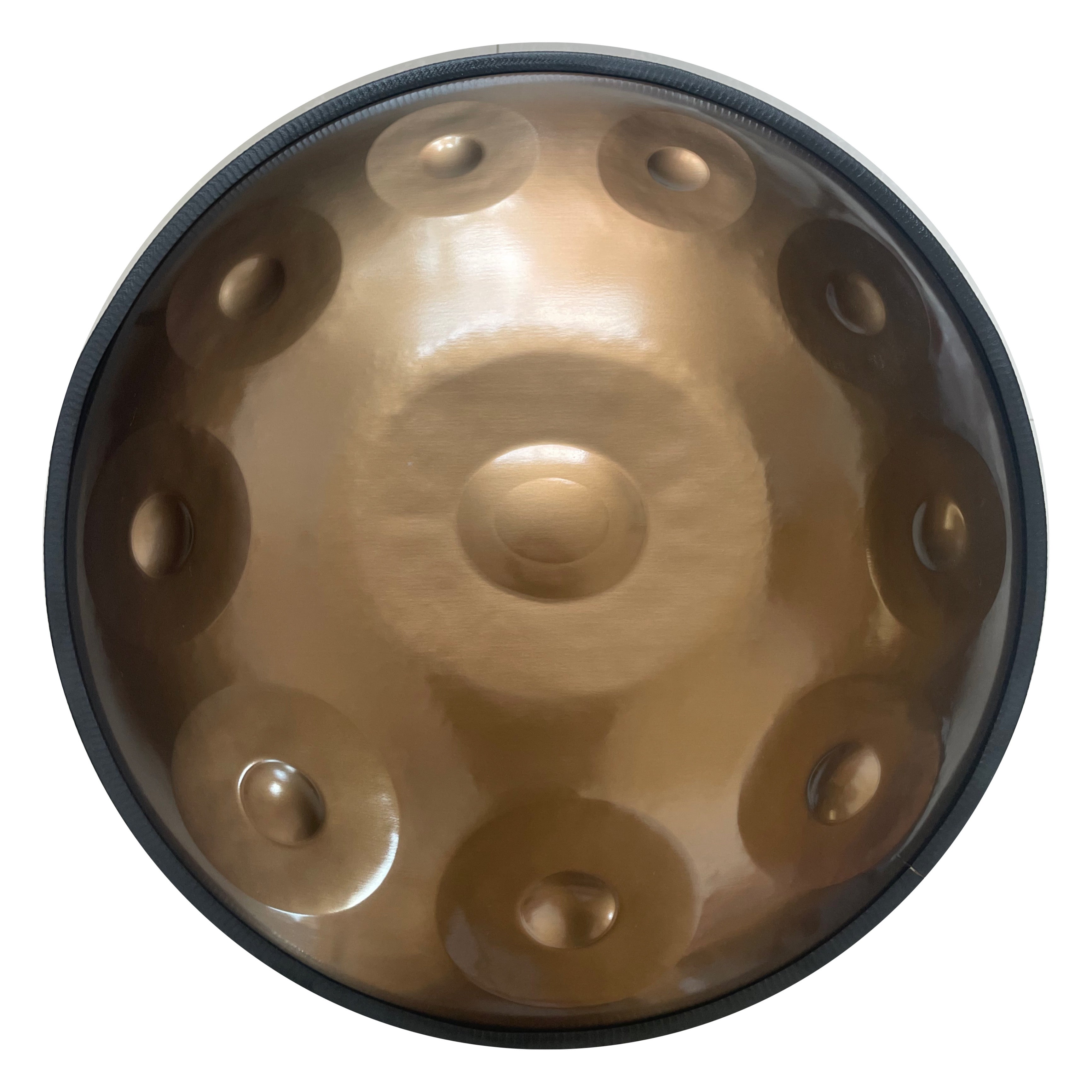 Handpan in radiant Golden hue under soft lighting