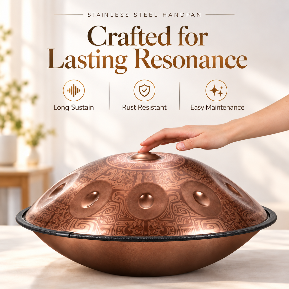 Cosmos Handpan - Pyramid 9/10/12 Notes en Ré Mineur - Ensemble Cadeau Tambourin