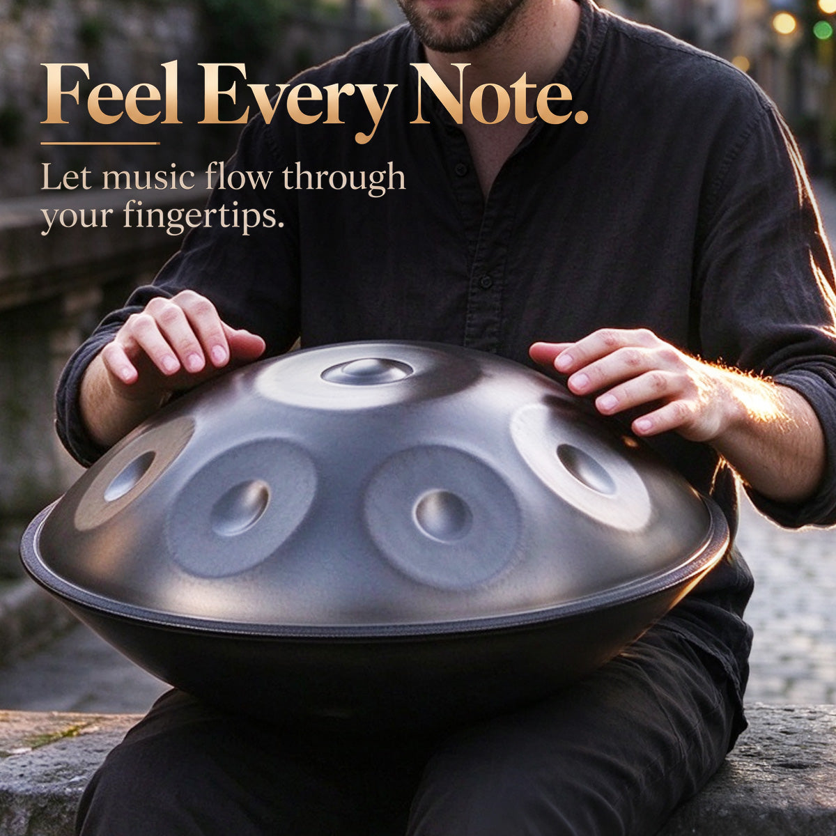 Handpan drum in solid black color