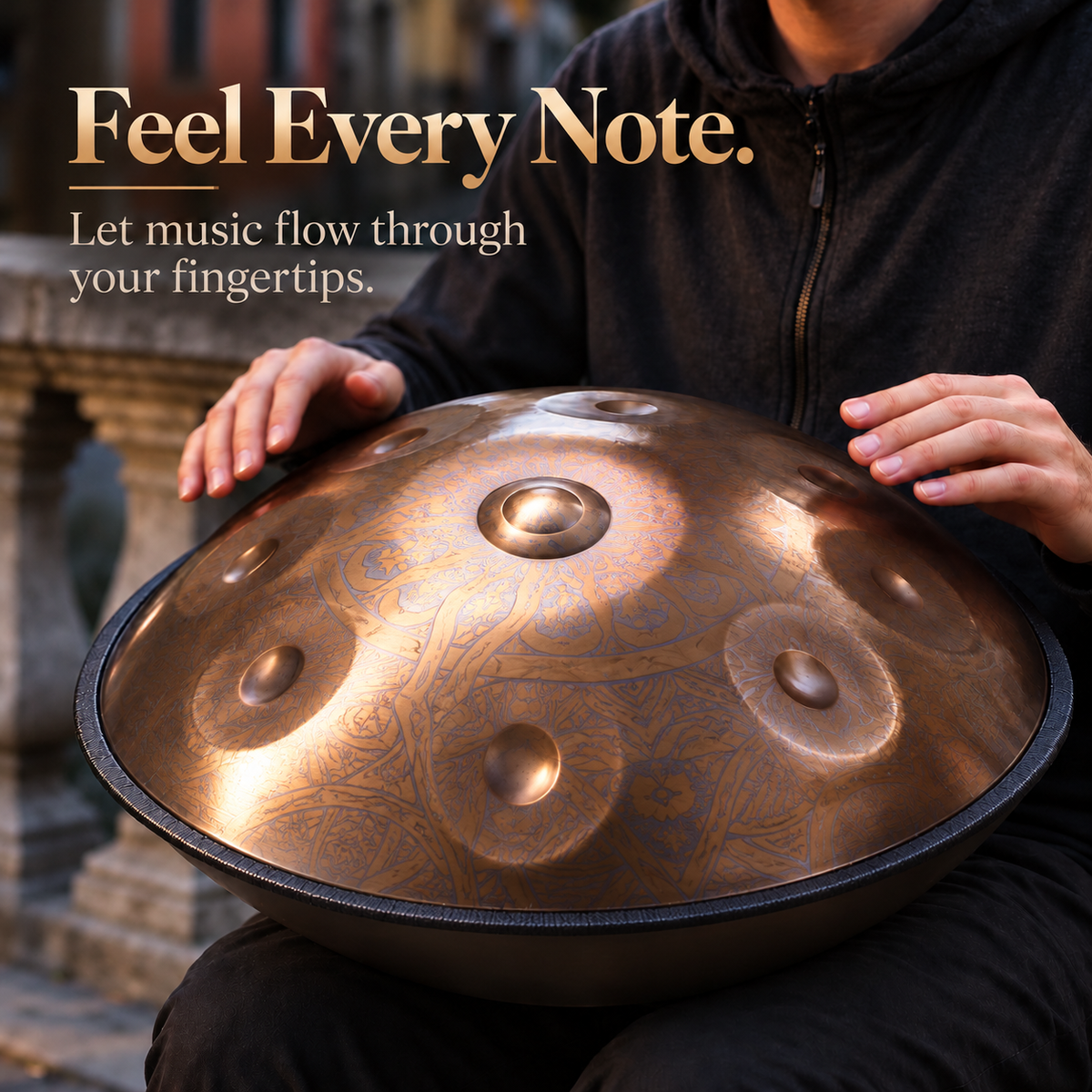 Cosmos Handpan - Poséidon 9/10/12 Notes en Ré Mineur - Ensemble Cadeau Tambourin