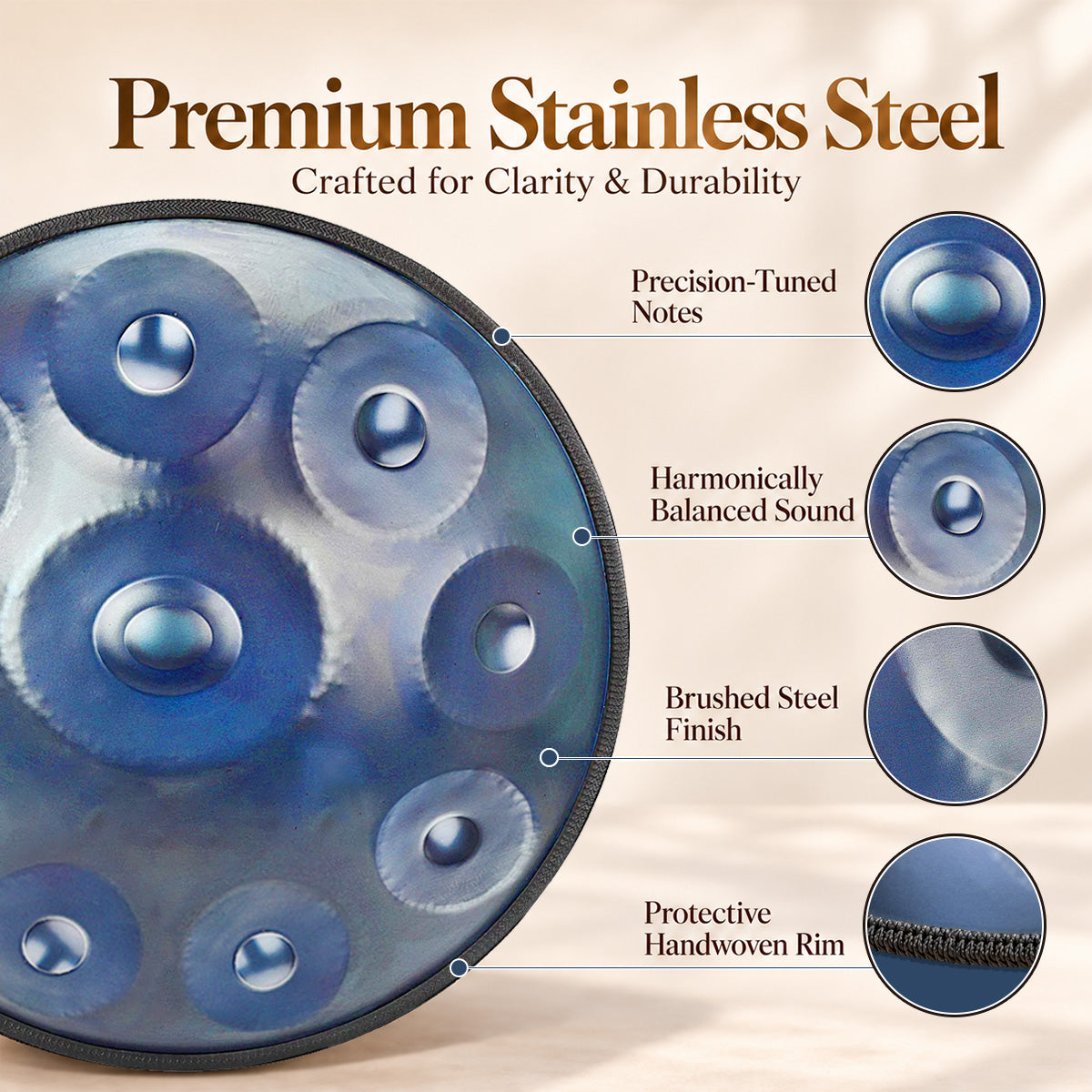 Serene Blue Cosmoshandpan top shell with circular tone fields