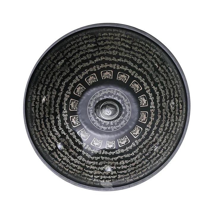 Handpan engraved with Tibetan script