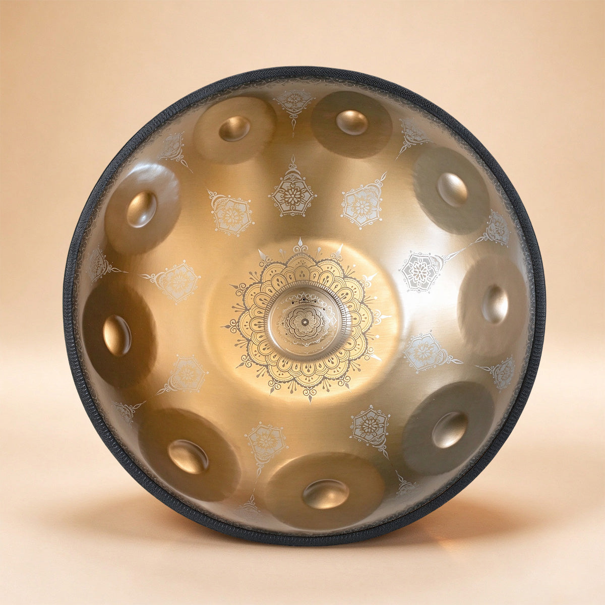 Cosmos Handpan - Mandarines Dorées 10 Notes en Ré Mineur - Ensemble Cadeau Tambourin