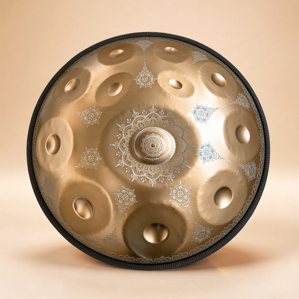 Cosmos Handpan - Mandarines Dorées 12 Notes en Ré Mineur - Ensemble Cadeau Tambourin