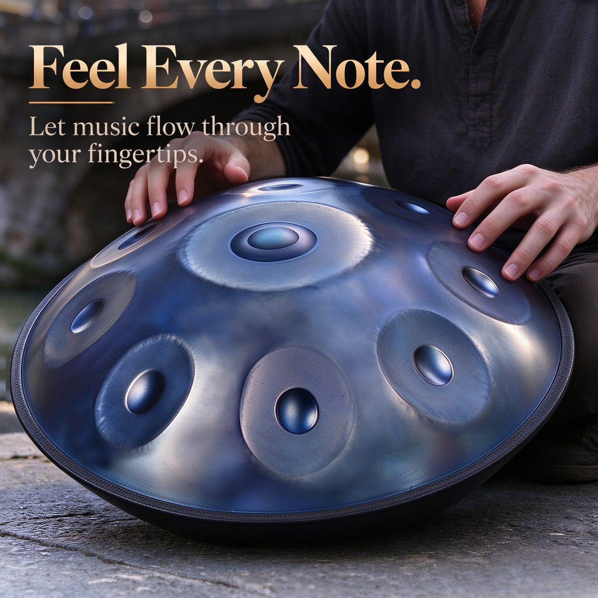 Serene Blue Cosmoshandpan underside with central resonance port