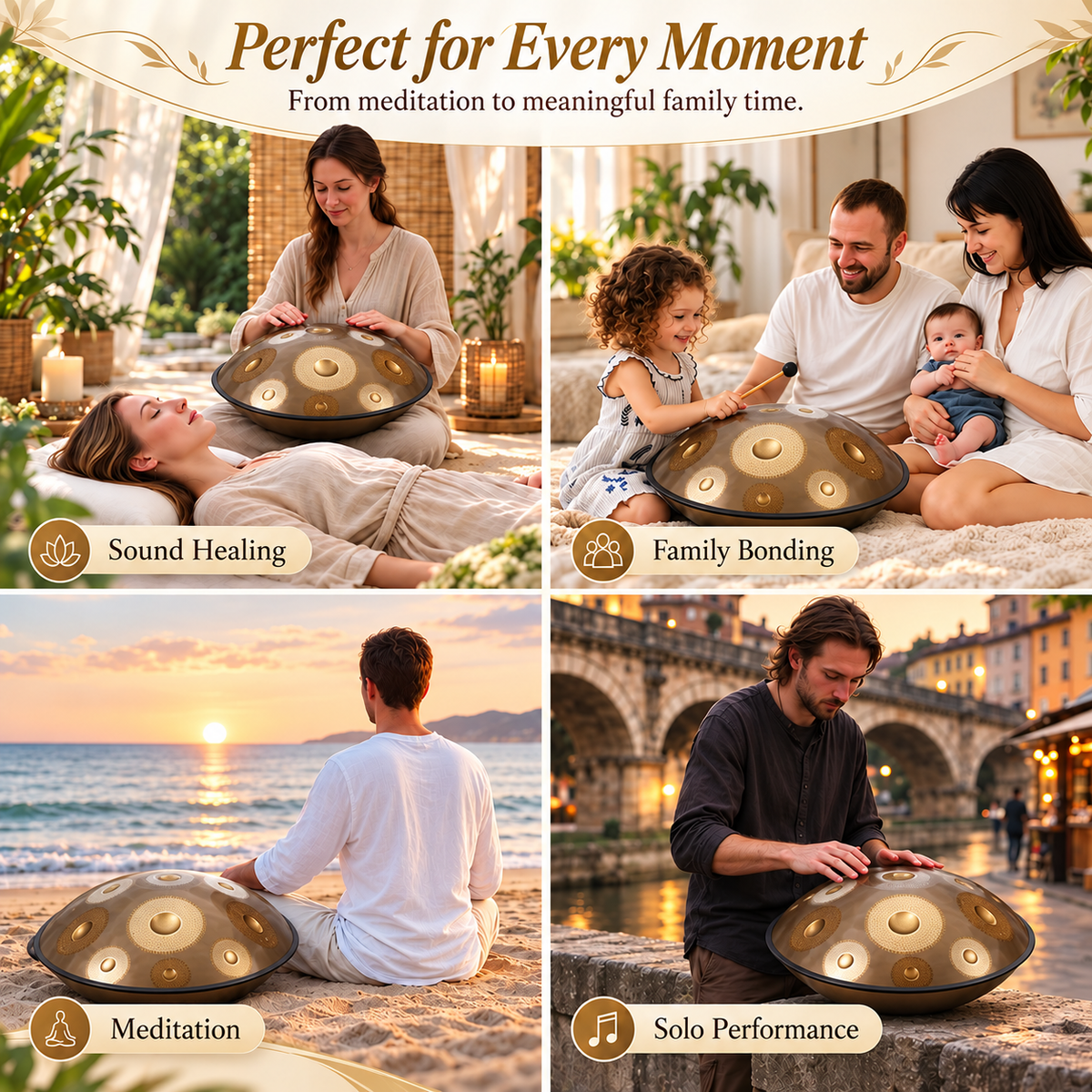 Cosmos Hand-Pounded Handpan - 9/10/12 Notes D Minor Gift Set