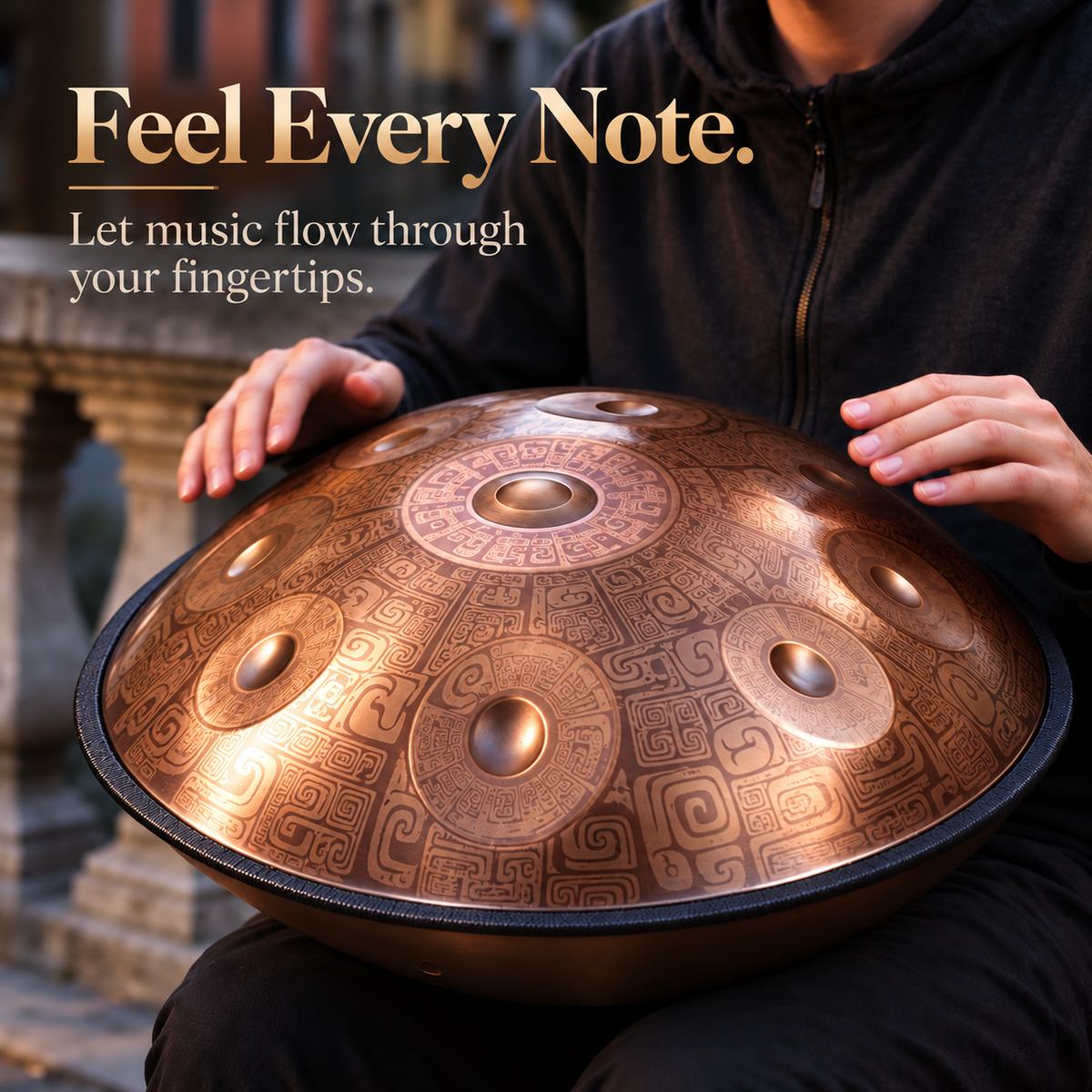Cosmos Handpan - Pyramid 9/10/12 Notes en Ré Mineur - Ensemble Cadeau Tambourin